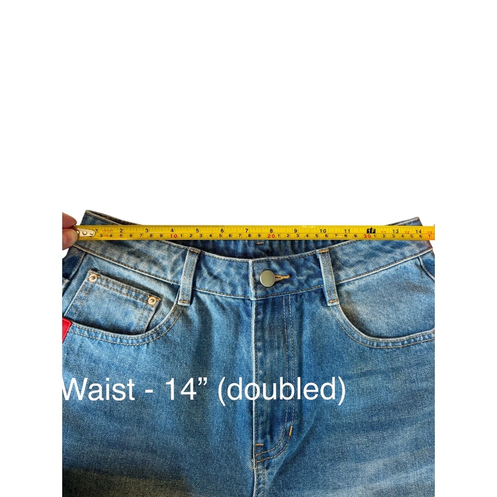 Commense Womens Wide Leg Jeans Red Side Stripe Light Wash Denim Size M NEW - Picture 4 of 8